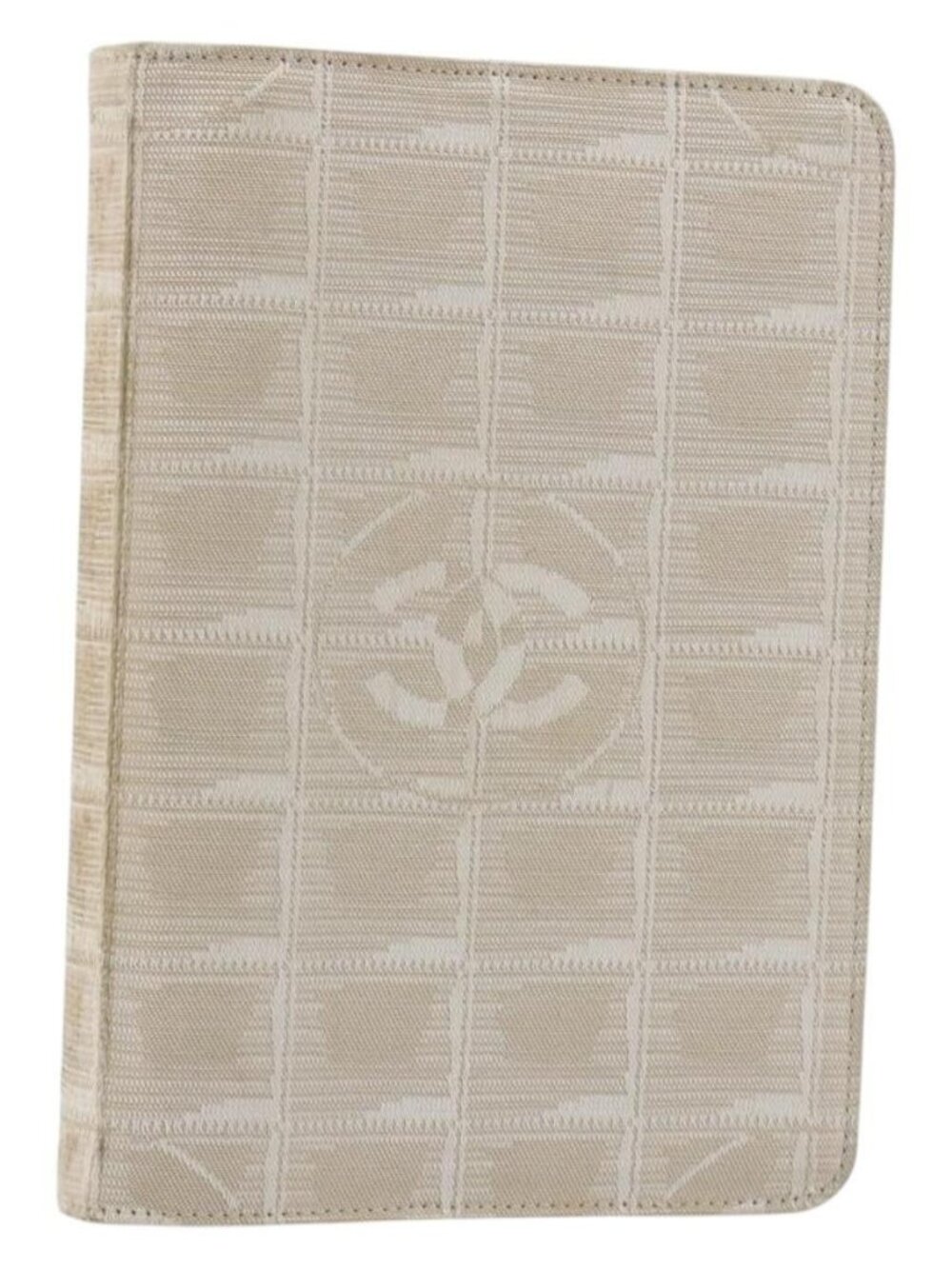 CHANEL New Travel Line Day Planner Cover Canvas Beige Silver CC Auth yk20472